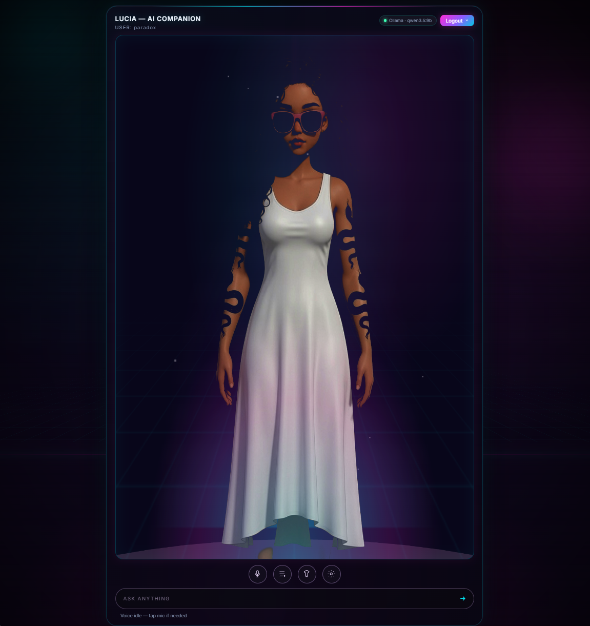 Lucia AI Companion main view