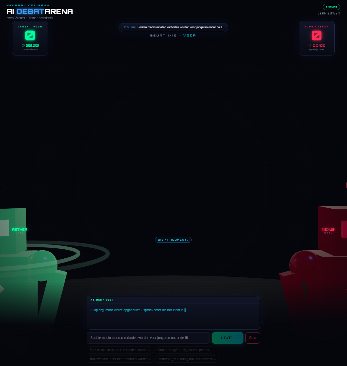 AI Debate Arena interface